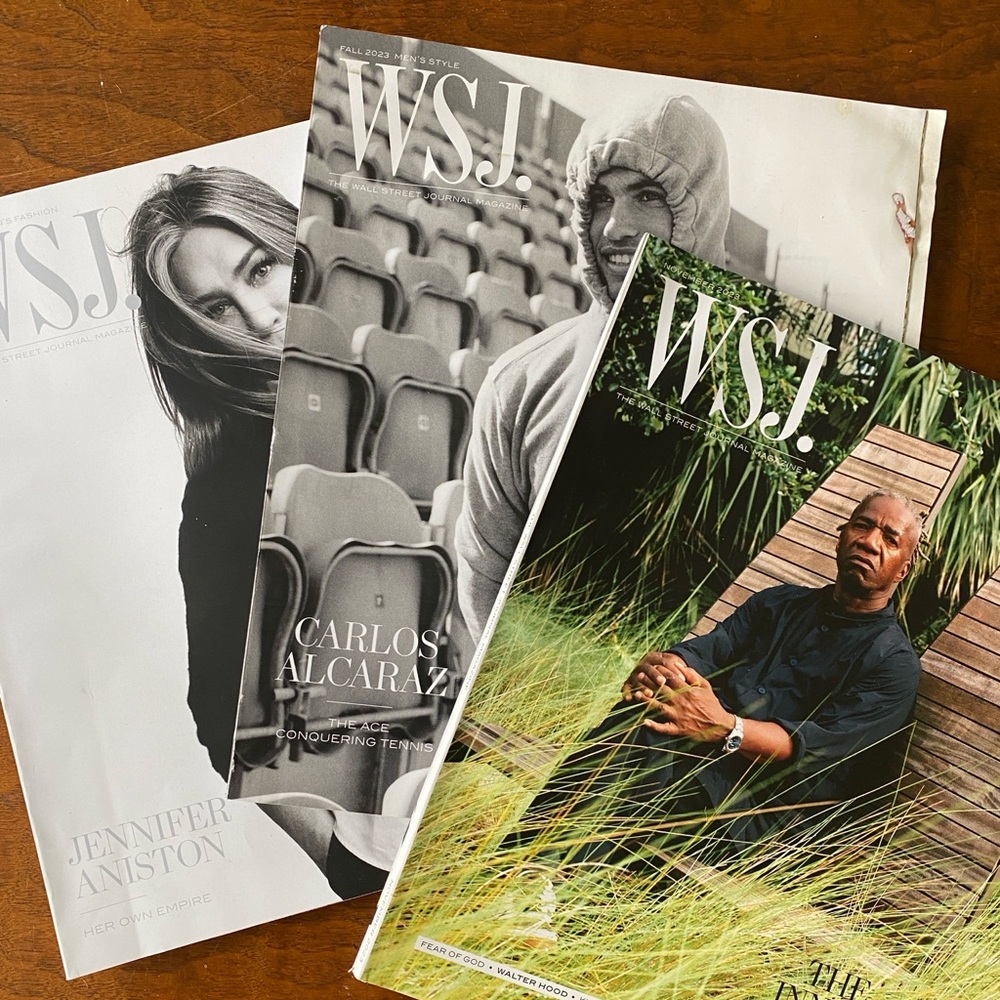 3 Wall Street Journal Magazines 2023 Jennifer Aniston Carlos Alcaraz Innovators